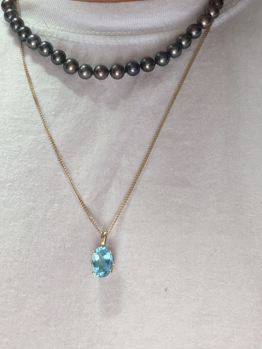 14k White Gold Clasp Tahitian Pearl Necklace 17.5” - Picture 5 of 9